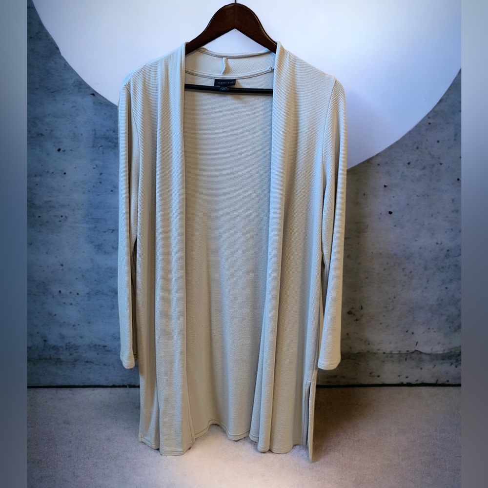 J Jill Wearever duster, ribbed texture, light gray